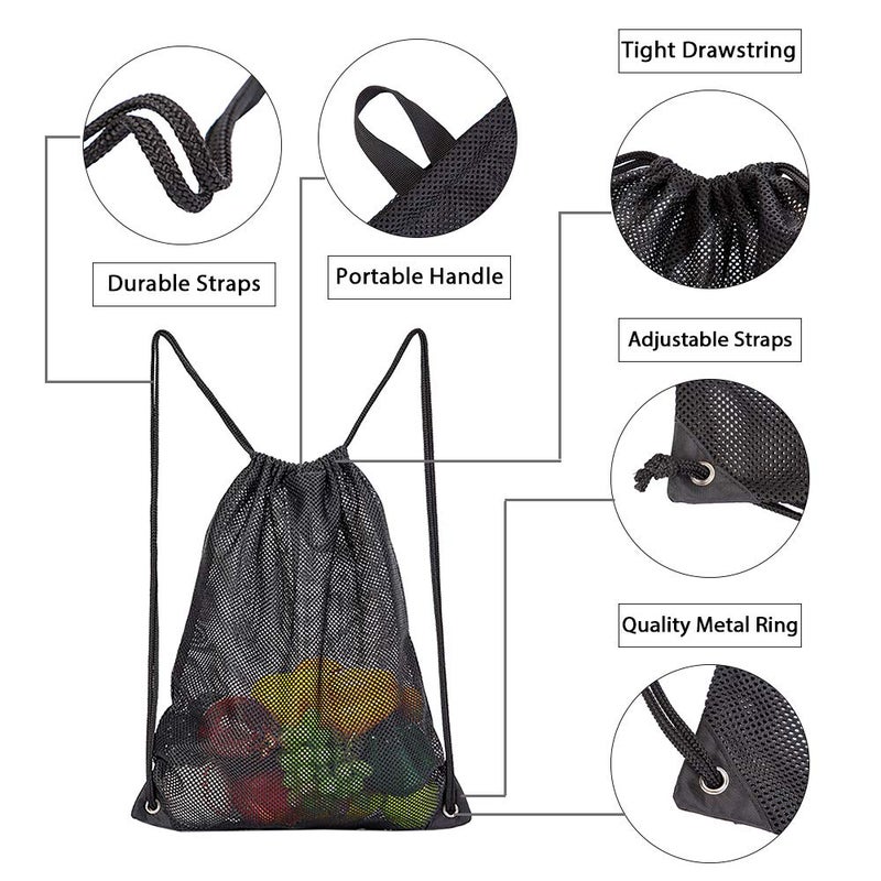 COVAX Heavy Duty Mesh Drawstring Bag, Sport Equipment Storage Bag for Beach, Swimming - Image 4